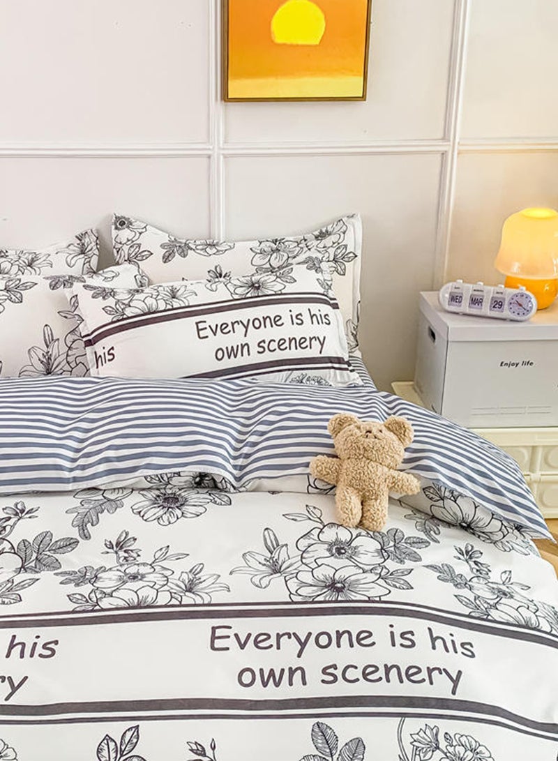 Sharpdo 4Pieces Bed Sheet Set Polyester Soft Quilt Cover With 1Quilt Cover 200*230cm 1 Flat Sheet and 2 Pillowcases - Image 2