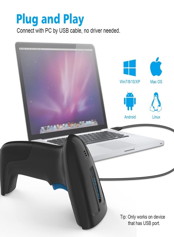 REALINN USB 2D QR Barcode Scanner Wired, Automatic Handheld Code Reader Dustproof Waterproof Shockproof Plug and Play Fast and Precise for Mobile Payment, Store, Supermarket, Warehouse - Image 2