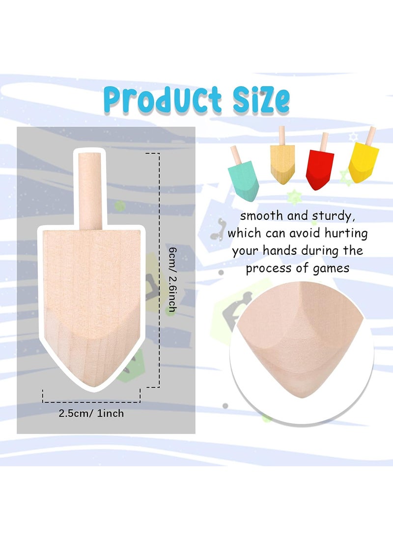 Civaner 12 Pieces Hand Painted Wooden Dreidel 26 Inch Unfinished Chanukah Dreidels for Hanukkah Party Decoration DIY  - Image 2