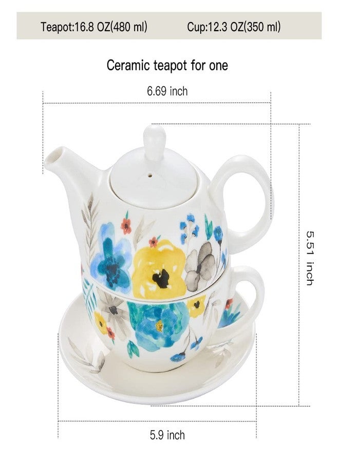 CHILDIKE Tea Set for One, Teapot for One and Cup Set, Tea Set for One, Tea Set for Gift, Women, Blooming Flowers - Image 3