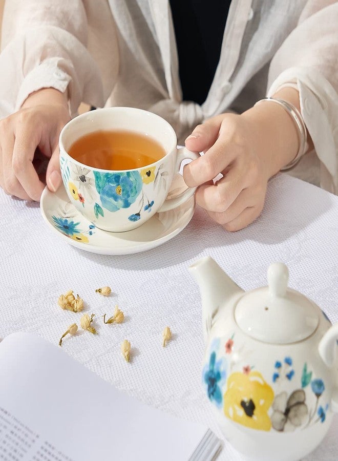 CHILDIKE Tea Set for One, Teapot for One and Cup Set, Tea Set for One, Tea Set for Gift, Women, Blooming Flowers - Image 4
