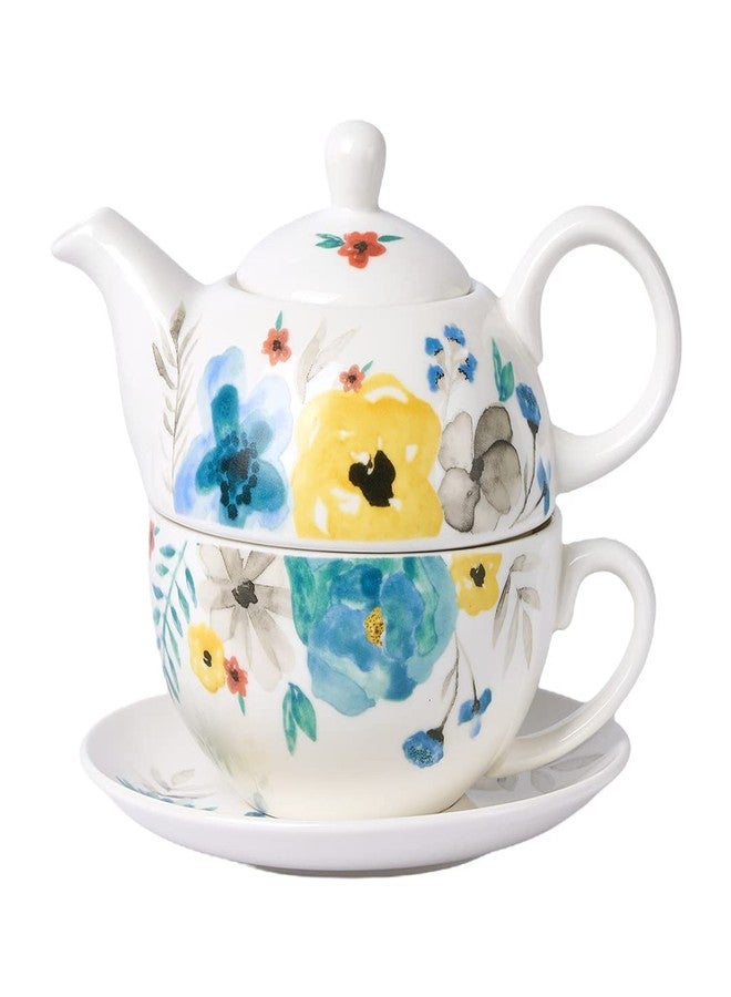CHILDIKE Tea Set for One, Teapot for One and Cup Set, Tea Set for One, Tea Set for Gift, Women, Blooming Flowers - Image 1