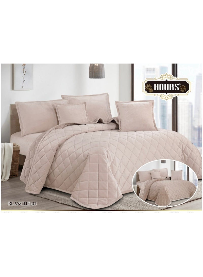 أورز مفرش ملكي 6 قطع نفرين شتوي وجهين وجه مخمل وجه فرو مقاس كينج 220x240 سم - Image 1