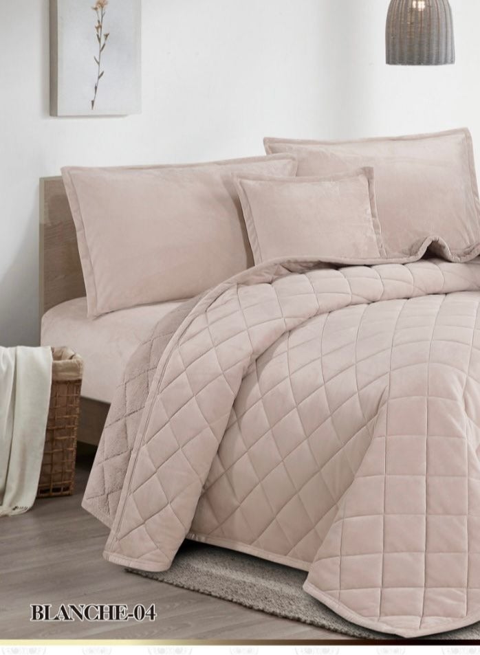 أورز مفرش ملكي 6 قطع نفرين شتوي وجهين وجه مخمل وجه فرو مقاس كينج 220x240 سم - Image 3