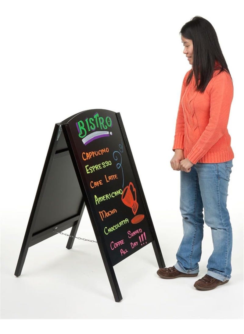 Displays2go Displays2go 21 x 34 Black AFrame Chalkboard  Wet Erase Chalkboard Sidewalk Sign  Outdoor Sandwich Board for Traditional Chalk or Wet Erase Markers  Black AF2134RBKES  - Image 4