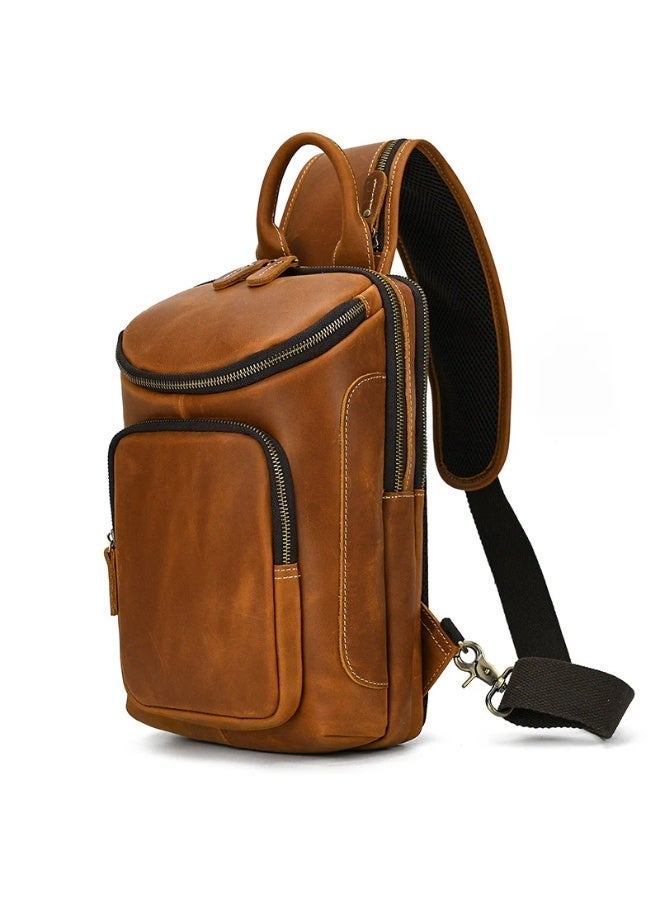 Goolink GL42612 Men's Genuine Leather Crossbody Sling Bag - Camel - Image 1