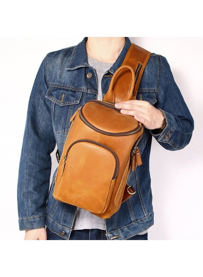Goolink GL42612 Men's Genuine Leather Crossbody Sling Bag - Camel - Image 2