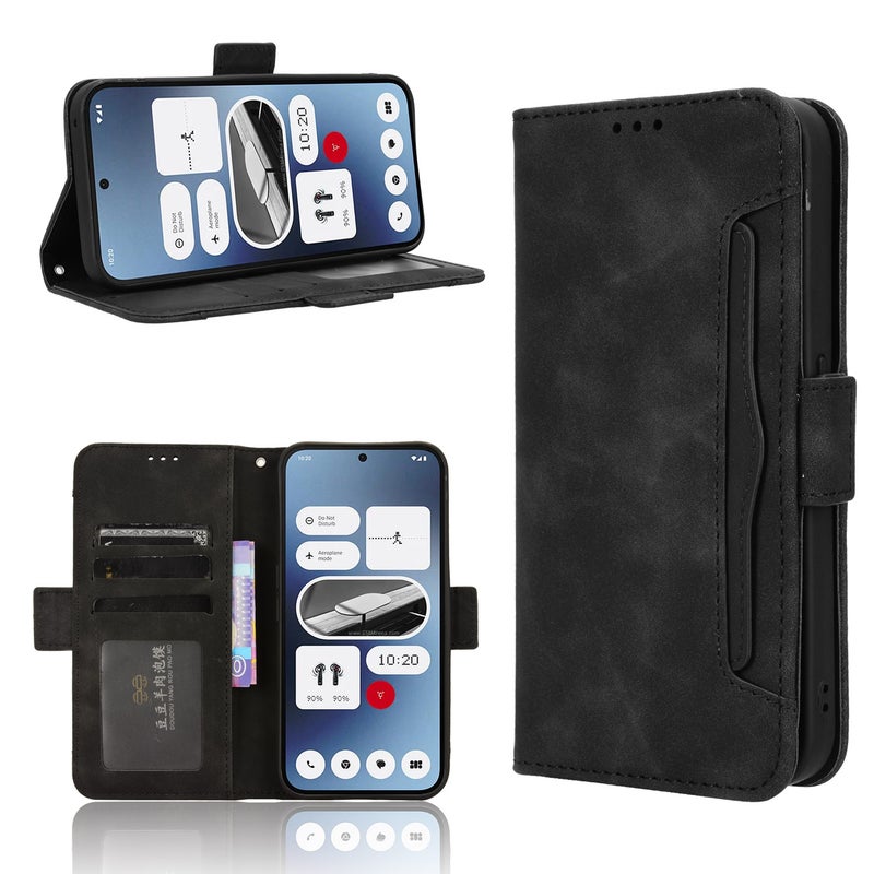 HuHa Case Cover For Nothing Phone 2a Skin Feel Calf Texture Card Slots Leather Phone Case(Black) - Image 1