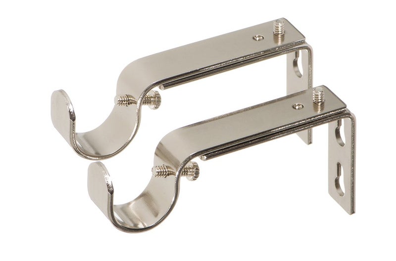 Ivilon حوامل إيفيلون القابلة للتعديل لعمود الستائر - لعمود بقطر 7/8 أو 1 إنش. مجموعة من 2 - نيكل مصقول - Image 1