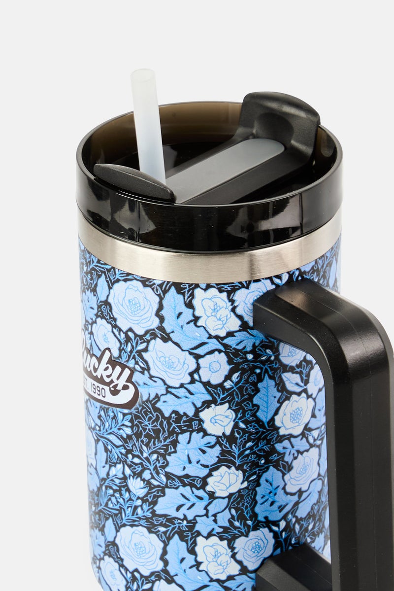 LUCKY BRAND Floral Stainless Steel Vacuum Insulated Tumbler With Straw 946 ml, Multicolor - Image 2