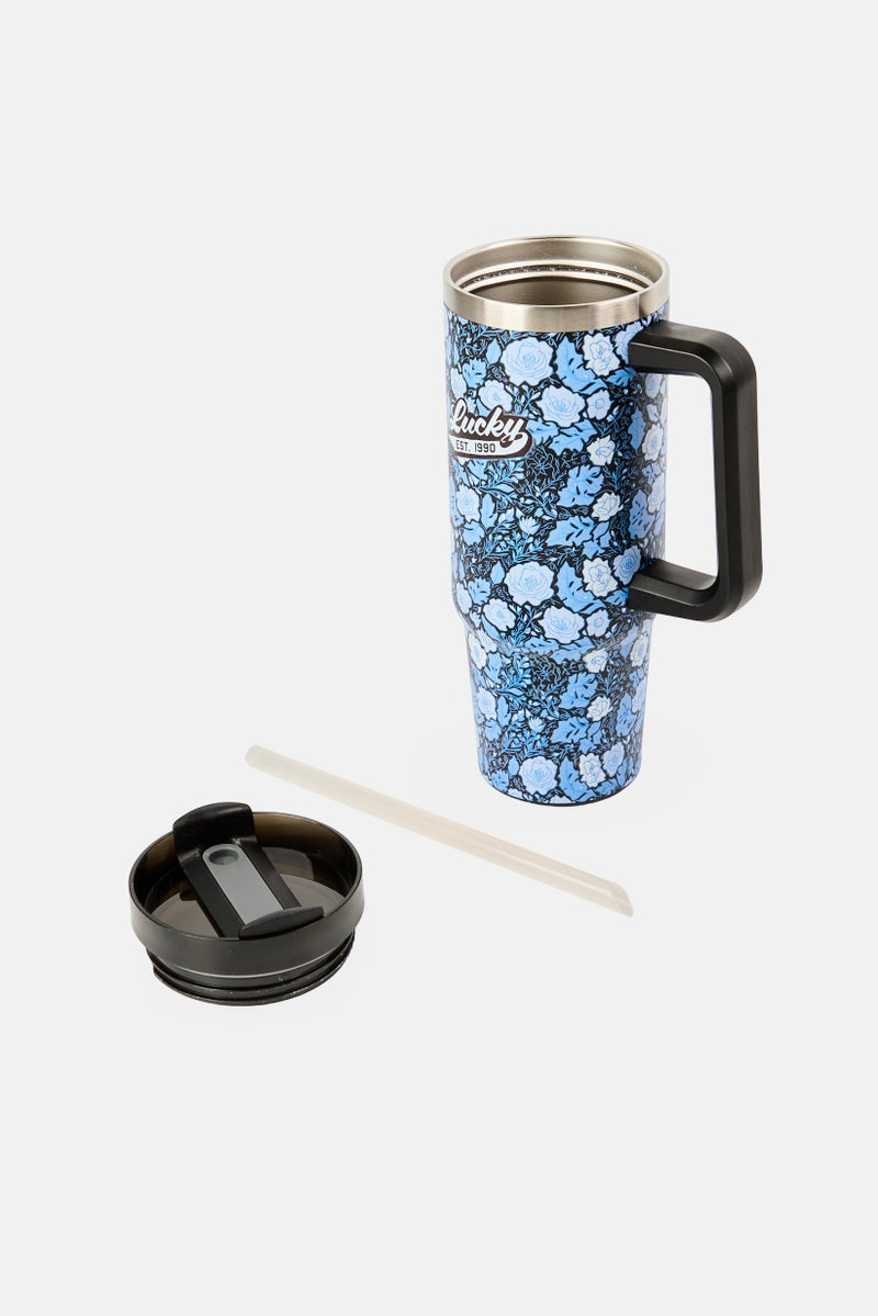 LUCKY BRAND Floral Stainless Steel Vacuum Insulated Tumbler With Straw 946 ml, Multicolor - Image 3