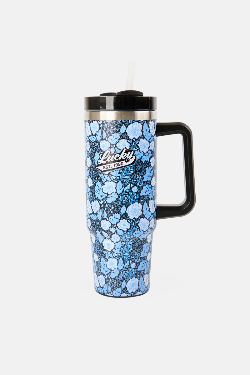 LUCKY BRAND Floral Stainless Steel Vacuum Insulated Tumbler With Straw 946 ml, Multicolor - Image 1