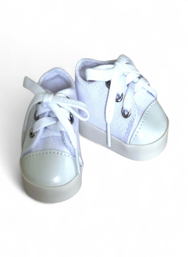 MBD Weighted Canvas Sneakers Doll Shoes Fits 18 Inch Dolls and Kennedy and Friends Dolls- 18 Inch Doll Shoes (White - Image 2