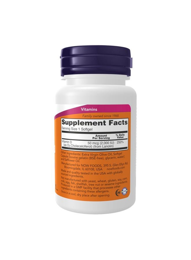 now Foods Vitamin D-3 400 IU Softgels, 2 pk - Image 2