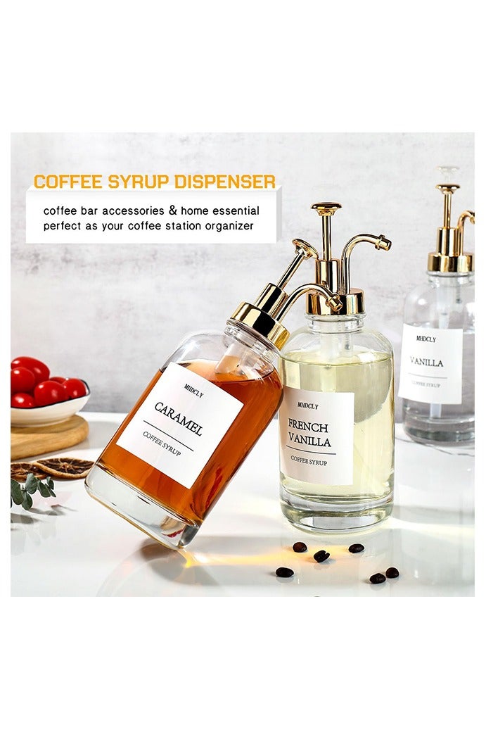 هومستر ملحقات مقهى، موزع شراب القهوة -4 قطع، موزع شراب 16.9 أوقية مع ملصقات، موزع مضخة شراب لقهوة (مضخة ذهب) - Image 3