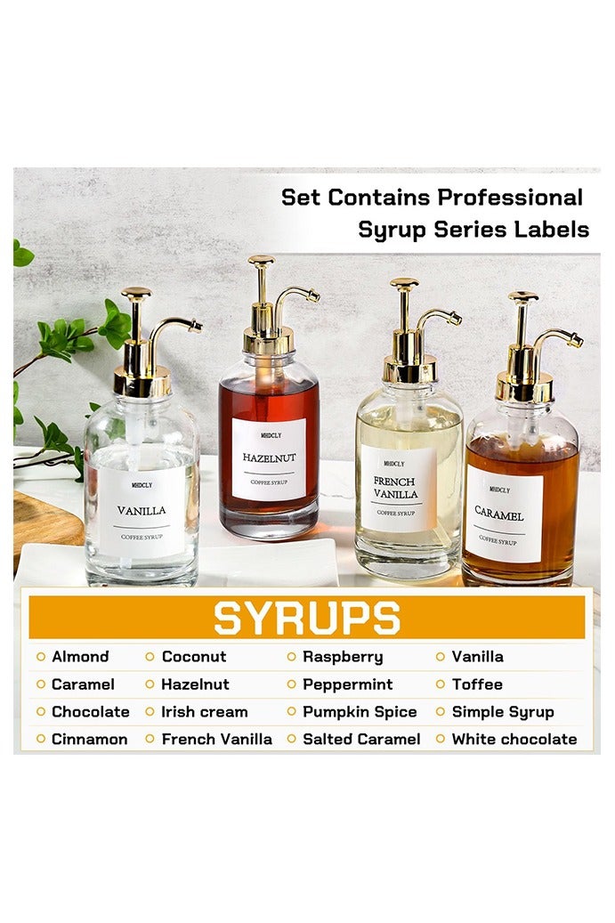 هومستر ملحقات مقهى، موزع شراب القهوة -4 قطع، موزع شراب 16.9 أوقية مع ملصقات، موزع مضخة شراب لقهوة (مضخة ذهب) - Image 5