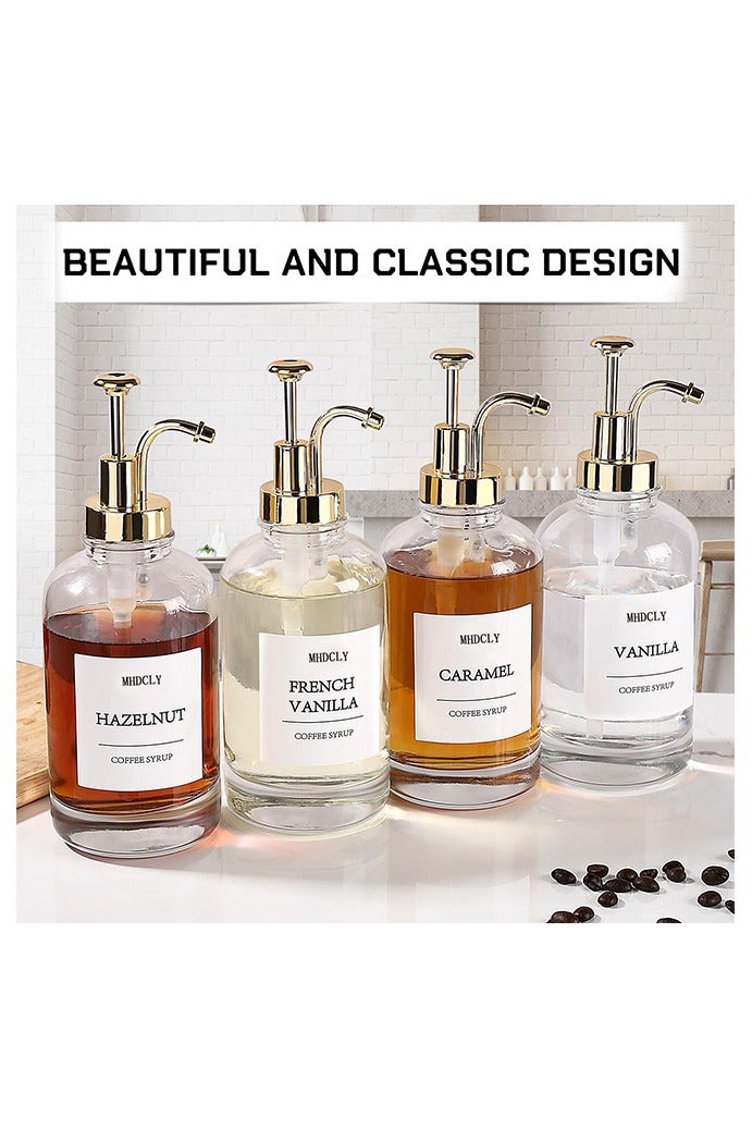 هومستر ملحقات مقهى، موزع شراب القهوة -4 قطع، موزع شراب 16.9 أوقية مع ملصقات، موزع مضخة شراب لقهوة (مضخة ذهب) - Image 4