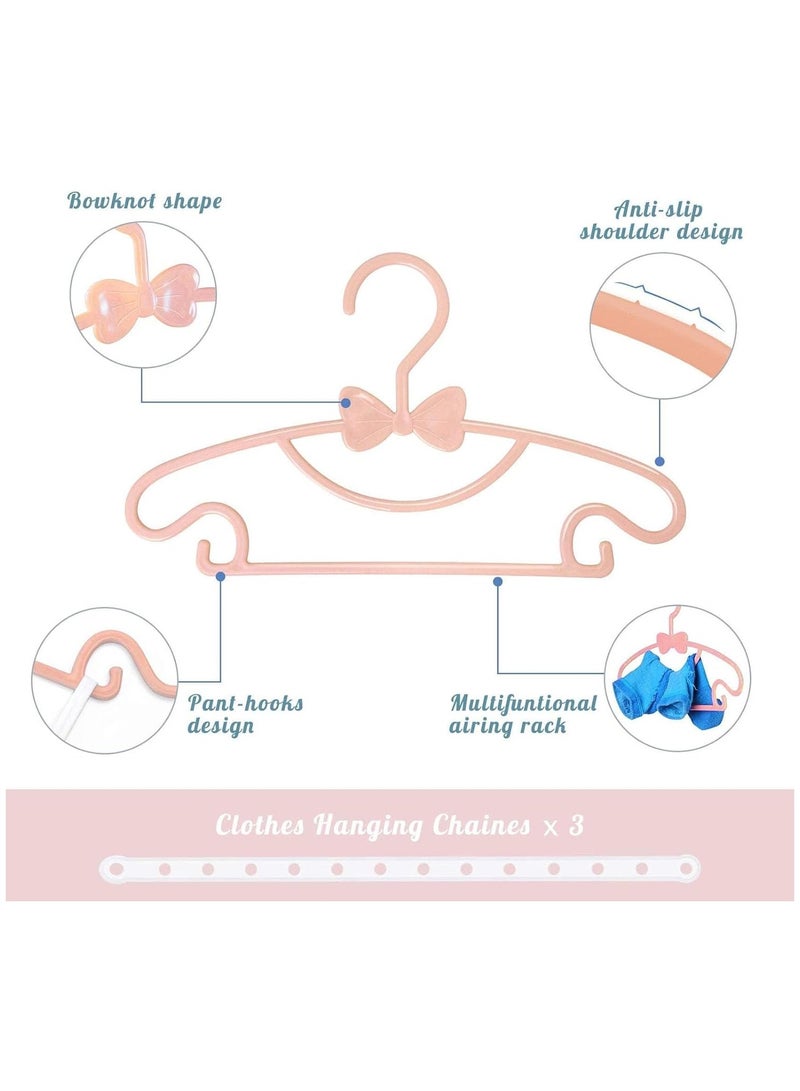 RATSAW 50 Pcs Kids Clothes Hangers Plastic Non-Slip Coat Hangers with Hook Ultra Thin No Trace Durable Cute Bow Toddler Hangers for Children Clothes - Image 3