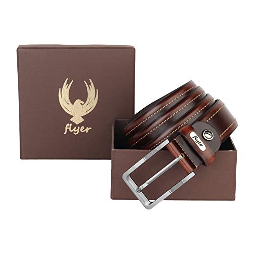 Flyer Men's Leather Belt (Formal/Casual) (Colour -Brown) (Size -36) Buckle Adjustable Size Genuine Leather (BR1512-36) (Pack of 1) - Image 5