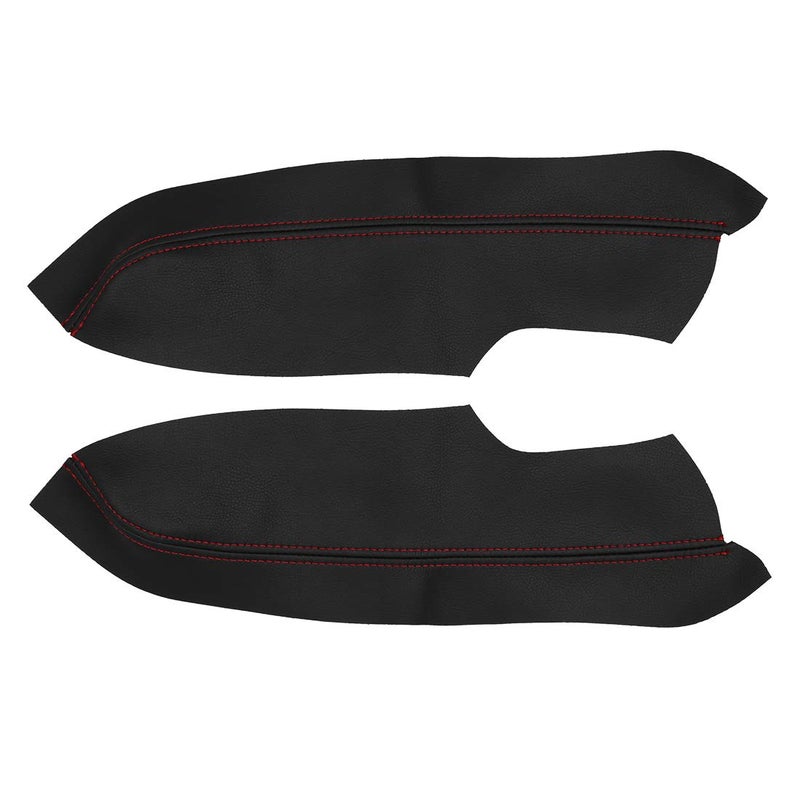 X AUTOHAUX غطاء مسند الذراع للأبواب الأمامية للسيارة من X AUTOHAUX مصنوع من الجلد الصناعي باللونين الأسود والأحمر لسيارة هوندا سيفيك 20062011 سيدان