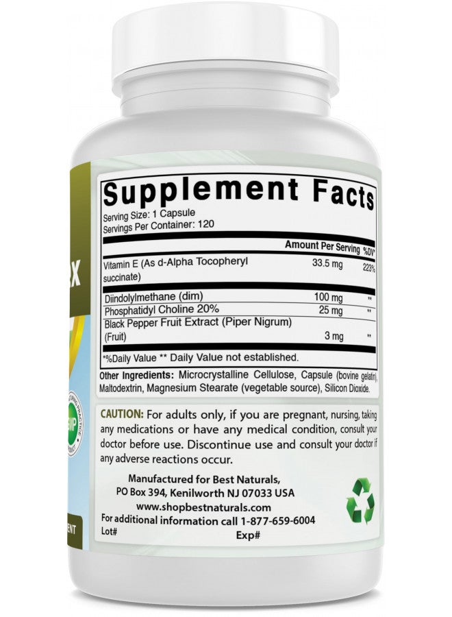Best Naturals Best Naturals DIM Supplement 100 mg 120 Capsules, DIM for Estrogen Metabolism & Balance, For Menopause, Body Building, PCOS & Hormonal Acne - Image 5
