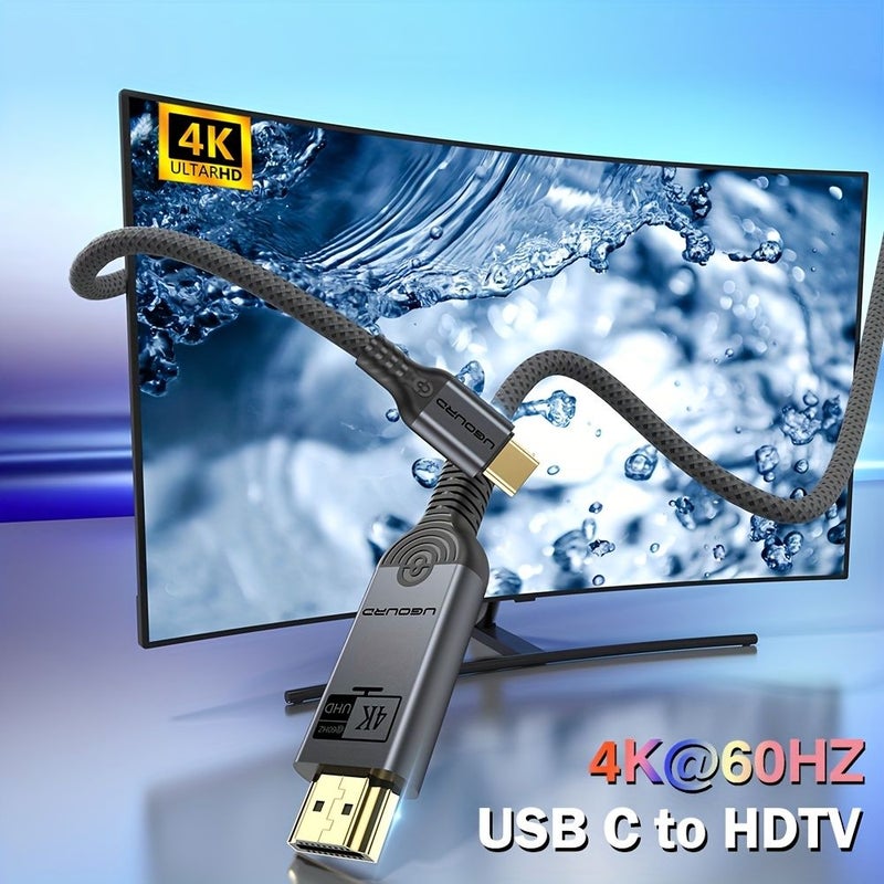 Type C To HDTV 2 0 Cable 4K 30Hz 118 11 Inch Compatible With HDTV 1 4 UHD Video Format Conversion And Transmission Thunderbolt For iPhone 16 Pro Max iPad Pro Air MacBook Pro Air Laptop Switch TV Display - Image 4