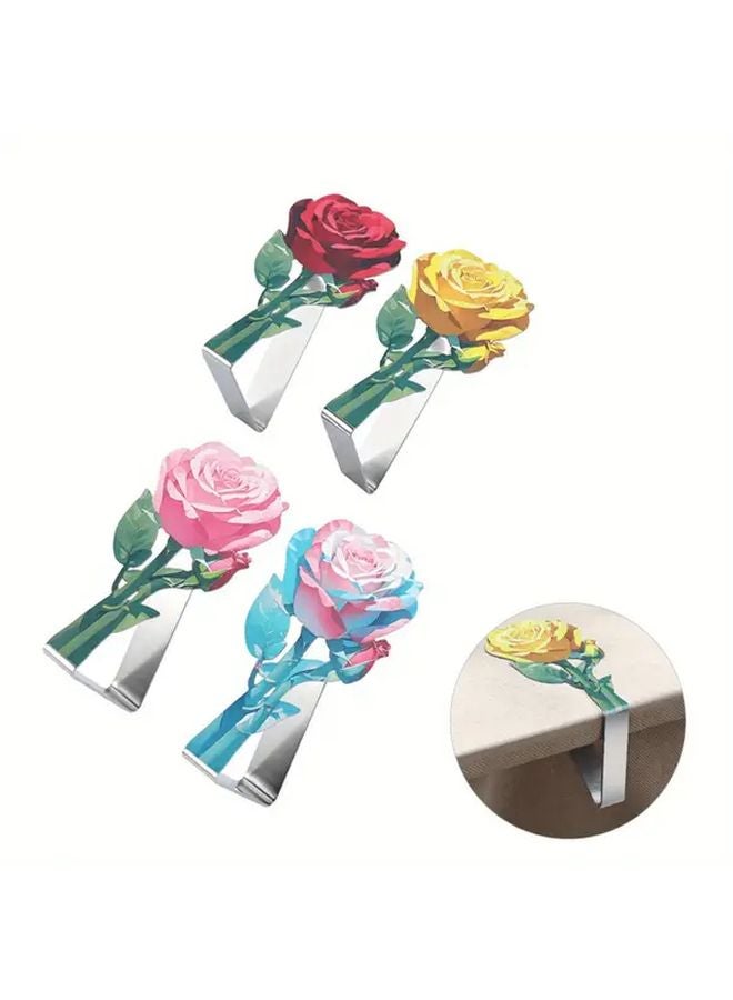 4 Pcs Rose Tablecloth Clamps Heavy Duty Metal Windproof Non Slip For Outdoor Indoor - Image 1