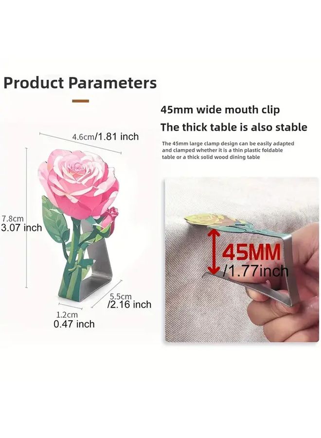 4 Pcs Rose Tablecloth Clamps Heavy Duty Metal Windproof Non Slip For Outdoor Indoor - Image 3