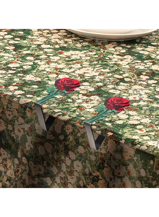 4 Pcs Rose Tablecloth Clamps Heavy Duty Metal Windproof Non Slip For Outdoor Indoor - Image 4