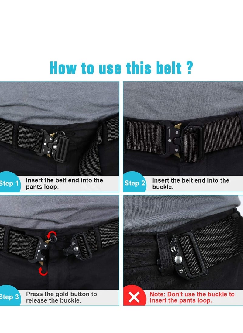 Generic Tactical Belt for Men, Heavy-Duty Webbing Military Style Nylon Belts with Metal & Key Buckle 2 Pack 1.5 Inch  - Image 5