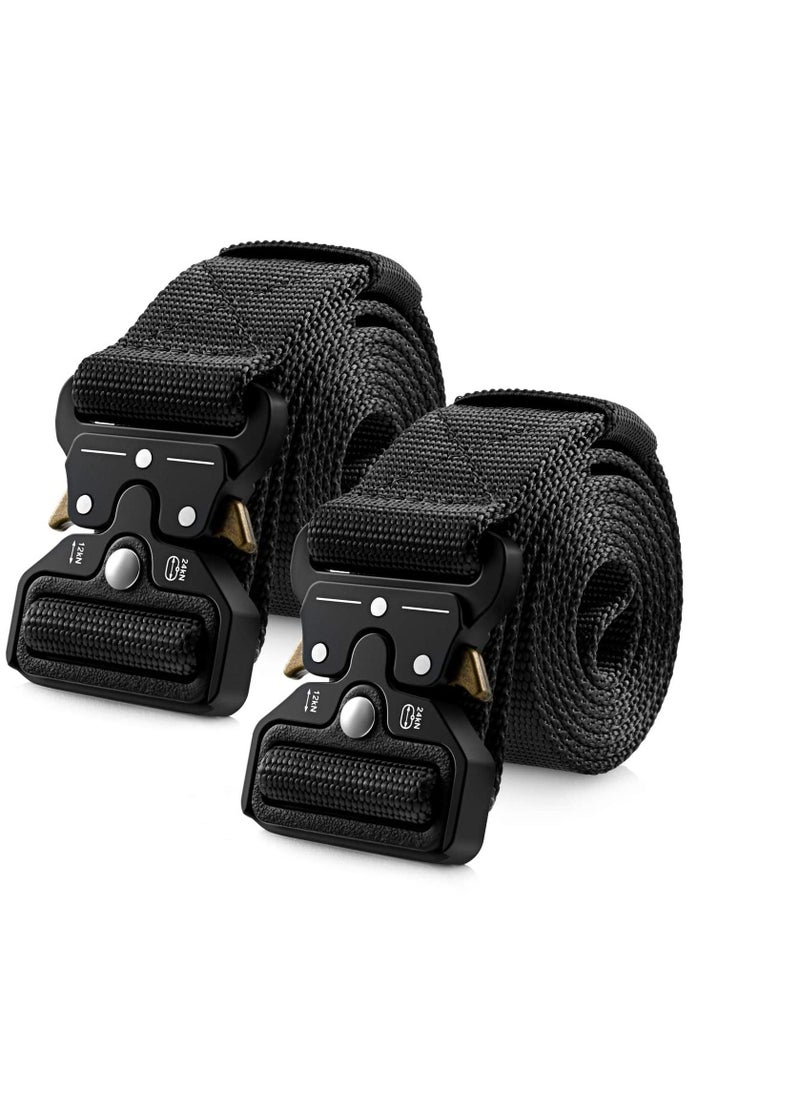 Generic Tactical Belt for Men, Heavy-Duty Webbing Military Style Nylon Belts with Metal & Key Buckle 2 Pack 1.5 Inch  - Image 1