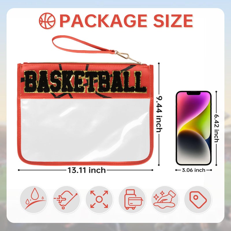PPeen Basketball Gifts for Makeup Cosmetic Bags Chenille Letter Clear Zipper Toiletry Pouch Basketball Accessories for Women Sport Portable Travel Stuff Storage Case Bags - Image 3