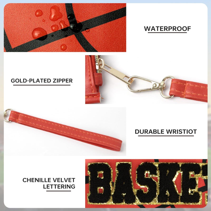 PPeen Basketball Gifts for Makeup Cosmetic Bags Chenille Letter Clear Zipper Toiletry Pouch Basketball Accessories for Women Sport Portable Travel Stuff Storage Case Bags - Image 4