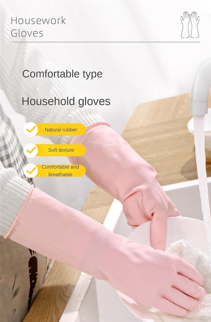 Lukzer Lukzer Rubber Heavy Duty Hand Gloves for Dishwashing Gardening Kitchen Cleaning Skin-Friendly Reusable Cleaning Tool Short Sleeves Glove (Extra Large/32 x 13cm/Random Color)  - Image 5
