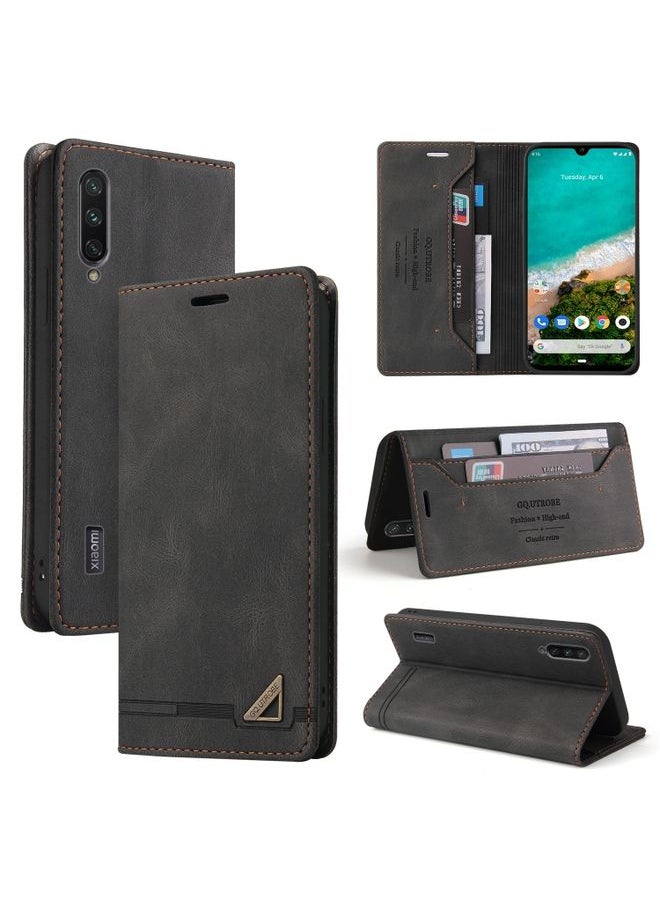 BGM - Case Cover For Xiaomi Mi A3 Skin Feel Anti-theft Brush Horizontal Flip Leather Case with Holder & Card Slots & Wallet Black - Image 1