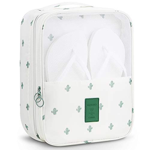 Mossio Travel Shoe Bag,Mossio Simple 3-Compartment Storage Packing Cube White Cactus - Image 1