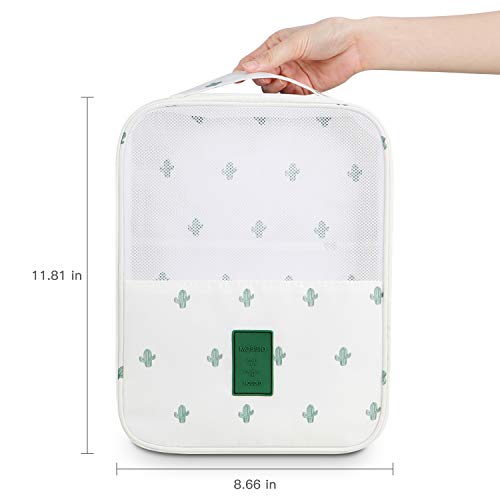 Mossio Travel Shoe Bag,Mossio Simple 3-Compartment Storage Packing Cube White Cactus - Image 2