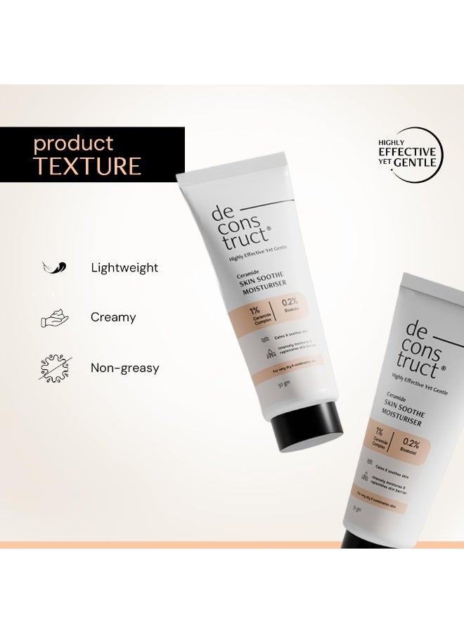 Deconstruct Skin Soothe Moisturizer | 1% Ceramides + 0.2% Bisabolol | Ceramide Barrier Repair | Soothing | For Very Dry to Combination Skin | Deep Moisturization & Hydration | 50 gm - Image 2