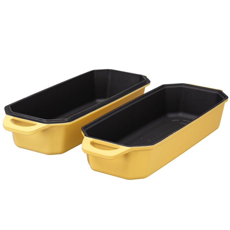 Flavehc Bread Pan Cast Iron Loaf Pan with Lid Bread Loaf Pan 13x5 Inch Enameled Cast Iron Sourdough Bread Pan,Yellow - Image 5