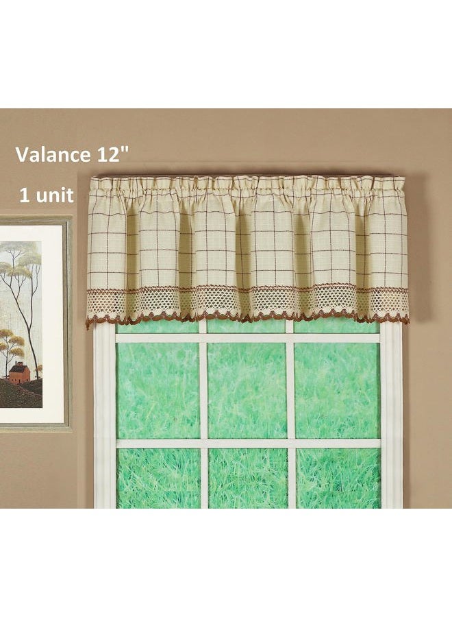 Today's Curtain Adirondack 2-Tone Crochet Valance 12", Ecru/Toast, 60W x 12L - Image 2