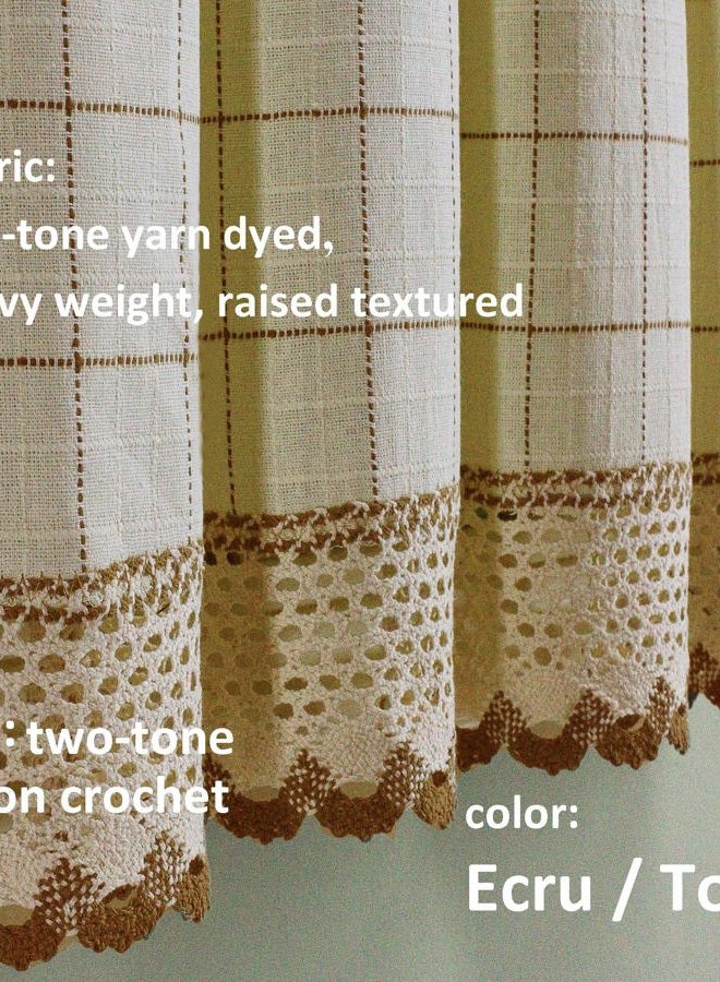 Today's Curtain Adirondack 2-Tone Crochet Valance 12", Ecru/Toast, 60W x 12L - Image 4