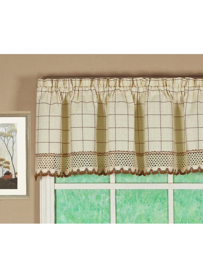 Today's Curtain Adirondack 2-Tone Crochet Valance 12", Ecru/Toast, 60W x 12L - Image 1