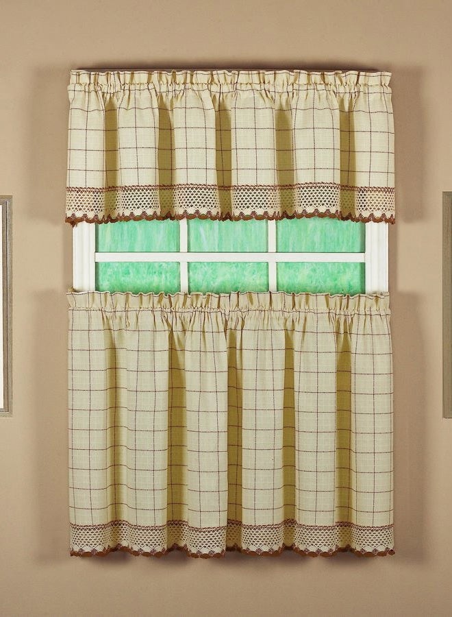 Today's Curtain Adirondack 2-Tone Crochet Valance 12", Ecru/Toast, 60W x 12L - Image 5