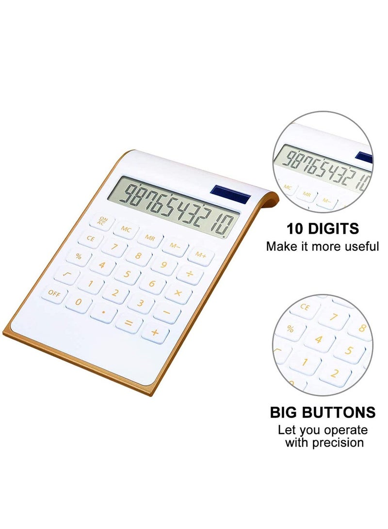 SYOSI Calculator, Solar Power Calculator Slim Elegant Design Solar Calculator Dual Powered Desktop Calculator Tilted LCD Display for Business Office School - Image 2
