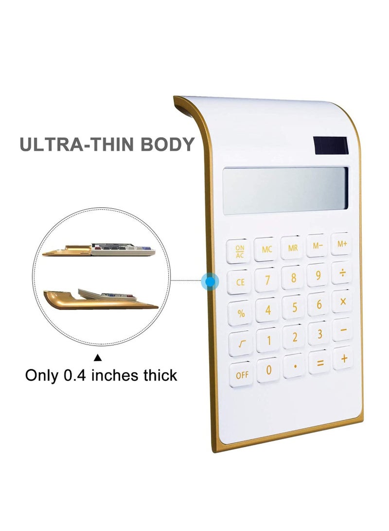 SYOSI Calculator, Solar Power Calculator Slim Elegant Design Solar Calculator Dual Powered Desktop Calculator Tilted LCD Display for Business Office School - Image 3