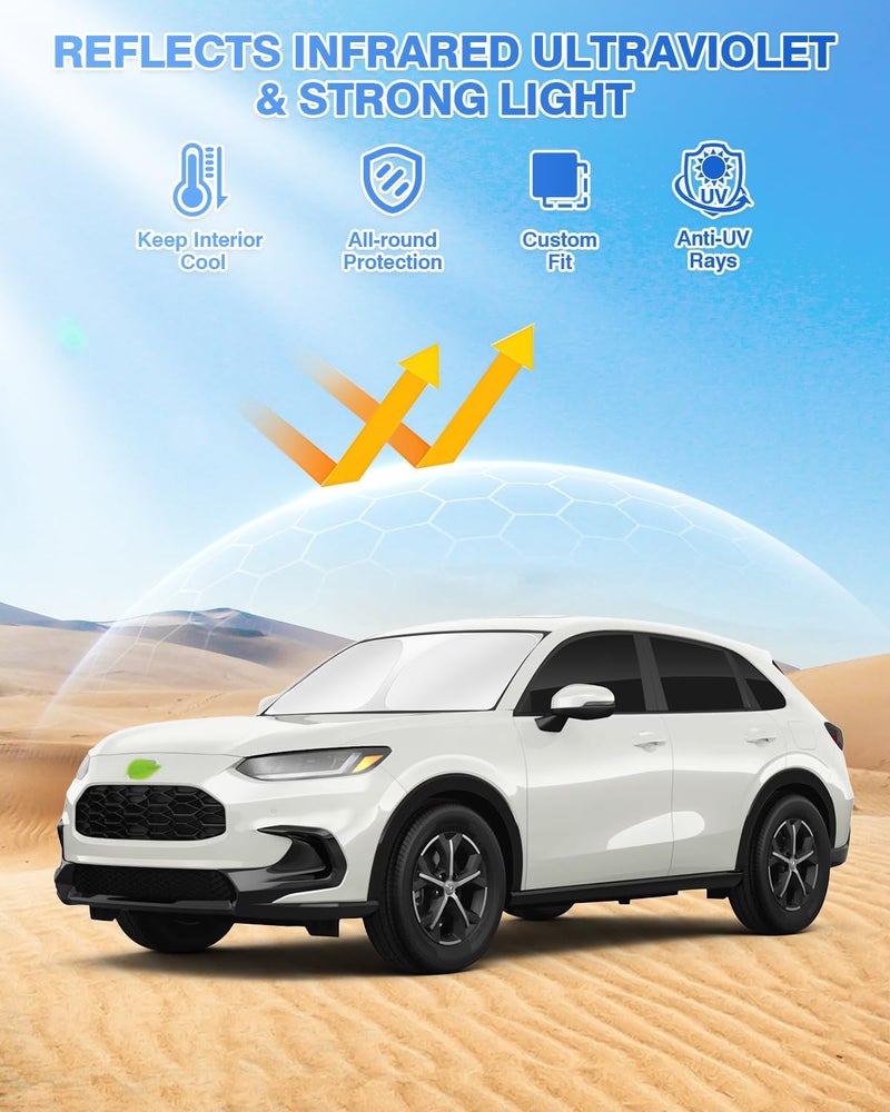 Canvcle Sunshades for Honda HRV 2023-2024 2025 HR-V Accessories Windshield Sun Shade Side Rear Window Shade Cover Sun Visor Shield Privacy Protection Keep Vehicle Cool Black 8PCS - Image 2
