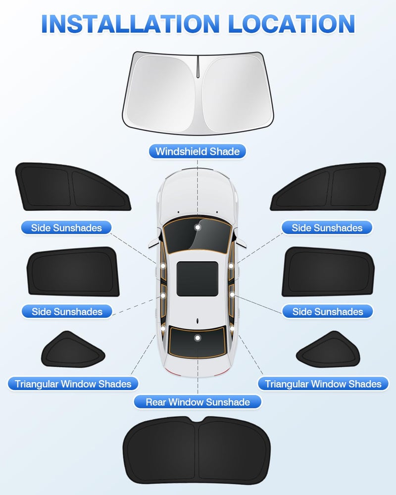 Canvcle Sunshades for Honda HRV 2023-2024 2025 HR-V Accessories Windshield Sun Shade Side Rear Window Shade Cover Sun Visor Shield Privacy Protection Keep Vehicle Cool Black 8PCS - Image 5