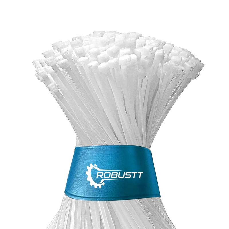 Robustt Self Locking Cable Ties 150 X 36 mm 500 Pieces White Heat Resistant Cable Zip Ties SelfLocking Cable Organizer Anti Slip Wire Organizer For Indoor Outdoor Use - Image 1