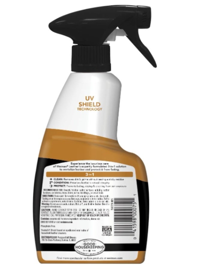 Weiman Leather Cleaner and Conditioner 3-in-1 Spray - UV Protection for Furniture, Car Seats, Shoes, Bags - 12 fl oz - Image 2