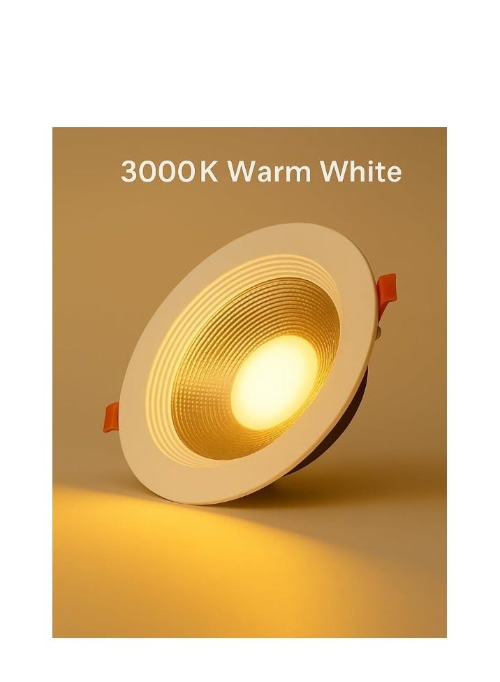 مصباح سقف LED COB مدمج 12 وات - إضاءة سقف فائقة السطوع، مضاد للتوهج، موفر للطاقة، خيار الإضاءة الدافئة/النهارية، سهل التركيب للمنزل والمكتب والاستخدام التجاري - Image 2